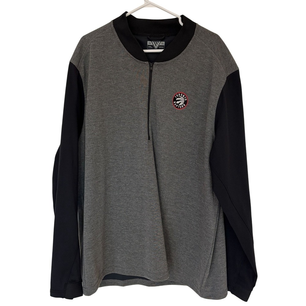 Toronto Raptors Logo Levelwear Men's XXL 1/4 Zip Long-Sleeve Pullover Gray-Black